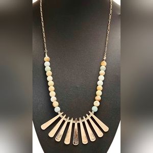 Bancroft Millicent Fringe Long Necklace Gold & Light Blue 💛 🩵